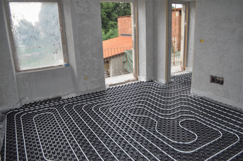 Warmup concrete floor hydronic installation